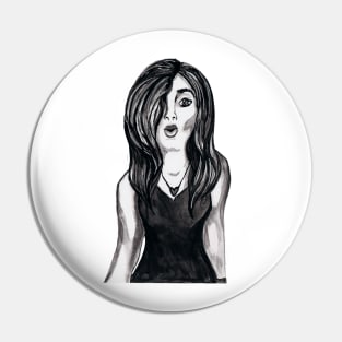 Black & White Beauty - Ink Illustration Pin