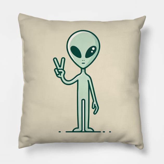 peace alien Pillow by Ekim Ts