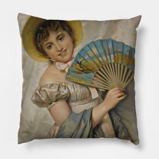 Her New Fan by Giovanni Costa Pillow