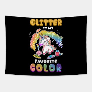 Unicorn CuteFunny Glitter Is My Favorite Color Unicorn310 magic Tapestry