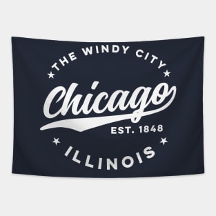 The Windy City Chicago (White Text) Tapestry