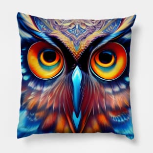 Colorful Staring Owl Pillow