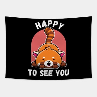 kawaii red panda happy to see you Tapestry