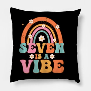 Seven Is A Vibe 7Th Birthday Rainbow Groovy Boys Girls Pillow