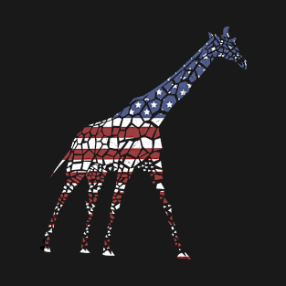 USA Patriotic Giraffe July 4th US Flag T-Shirt