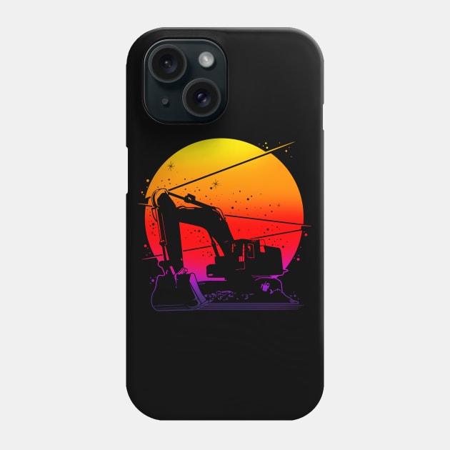 Excavator Sunset Phone Case by damnoverload