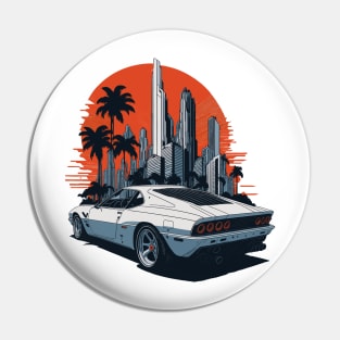 retro sunset car art Pin