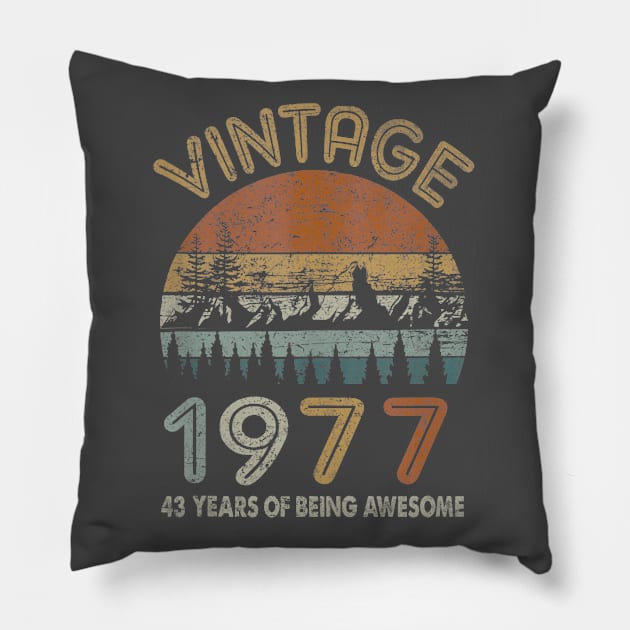 43 Years Old Retro Vintage 1977 43rd Birthday Gifts Pillow by bummersempre66