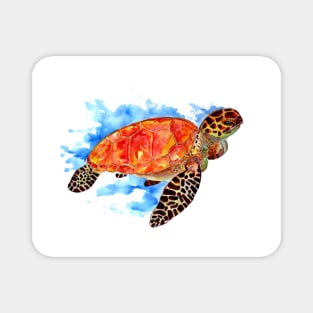 Red Watercolor Sea Turtle Magnet