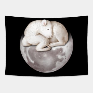 Cute sleeping lamb on the moon Tapestry