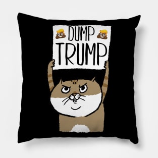 Dump Trump Poop Emoji Protesting Cat Gift Pillow