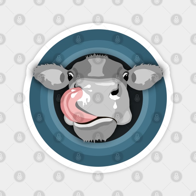 Cow licking nose Magnet by PedroVale