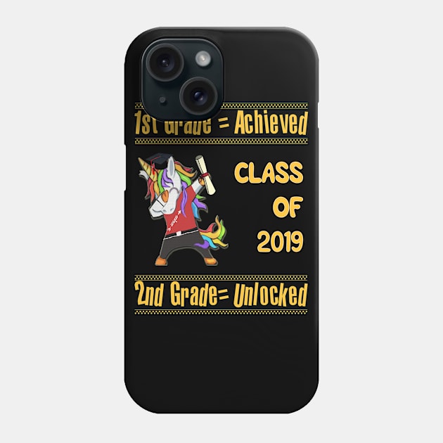 1st Grade Achieved 2nd Grade Unlocked Unicorn Graduation Hat Diploma Phone Case by familycuteycom