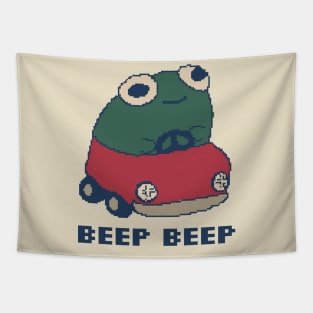 Beep Beep Froggie 80s Pixel Art Tapestry