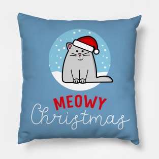 Meowy Christmas Santa Cat - Cute Cat Lover Pillow