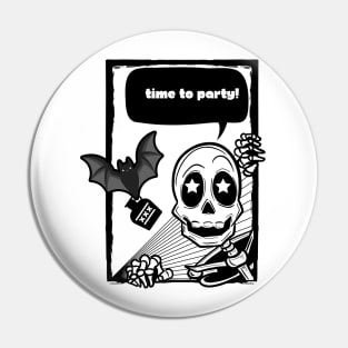 Halloween Skeleton Party Pin