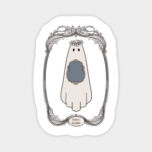 Cute Ghost Illustration in art nouveau frame |Self Love Quote | Cute Halloween Wall Art| Magnet