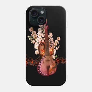 Wonderful violin with keyboard and flame Phone Case