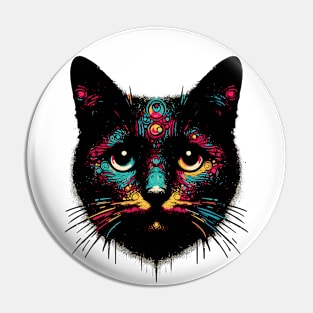 Vintage retro street art graffiti black cat Pin