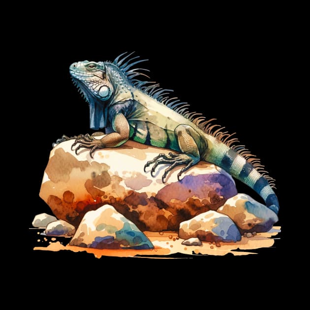 Watercolor Iguana by The Jumping Cart