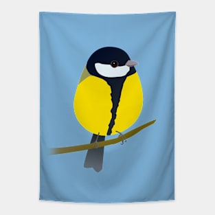 Cute egg shaped greattit Tapestry