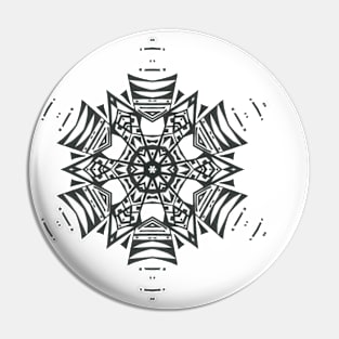 19C Unique Black White Abstract Mandala Pin