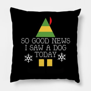 Good News Elf Quote Christmas Knit Pillow