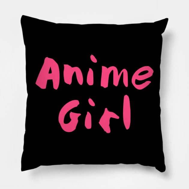 Anime Girl Pink Pillow by jmgoutdoors