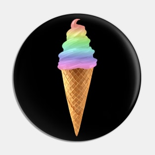 Rainbow Swirl Ice Cream Cone Pin