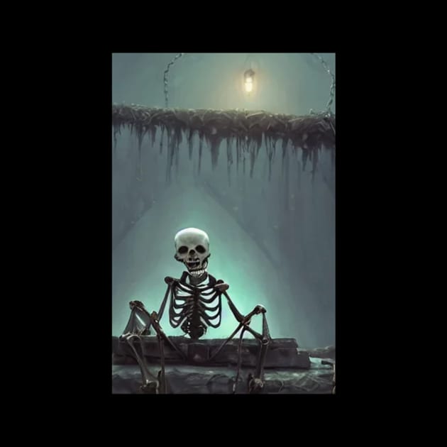 Skeleton Chained by skeleton sitting chained