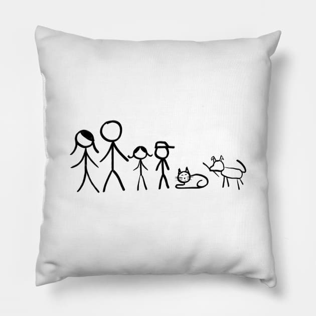 Stick figure family with Mom first.  Includes the family pets Pillow by WelshDesigns