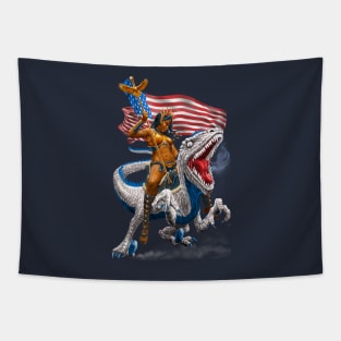 Liberty Patriotic Velociraptor Warrior Tapestry