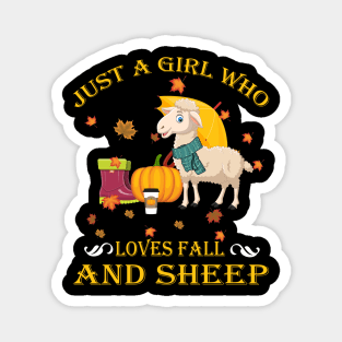 Just A Girl Who Loves Fall & Sheep Funny Thanksgiving Gift Magnet