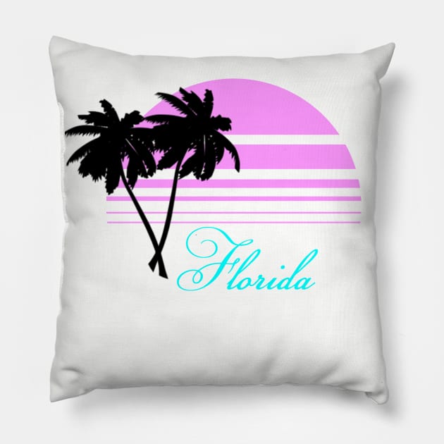 Retro Florida Tourist Souvenir Black Palms T-Shirt v5.1 Pillow by MBASVCS