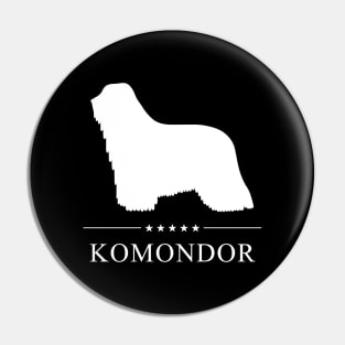 Komondor Dog White Silhouette Pin