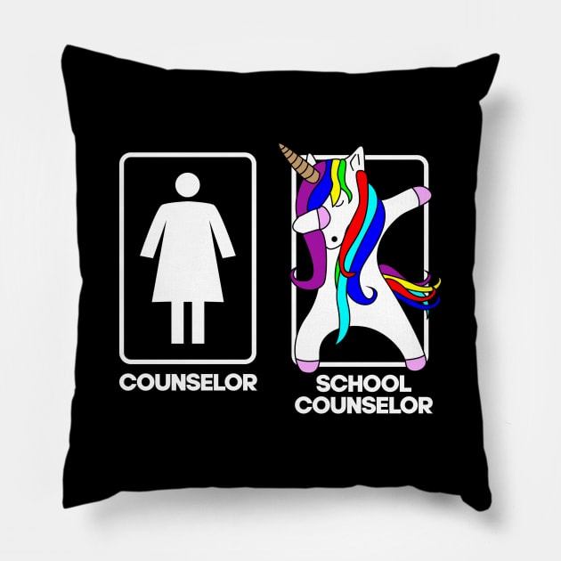 School Counselor Dabbing Unicorn Pillow by TheBestHumorApparel