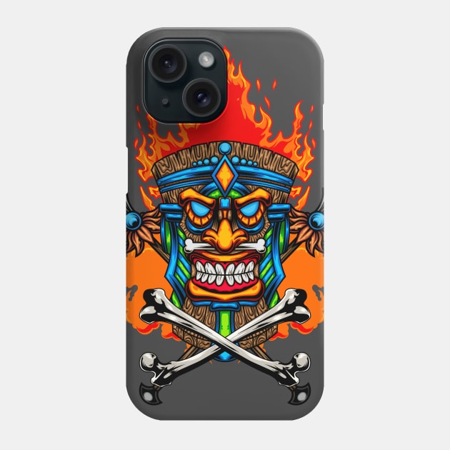 Tiki Mask Illustration 07 Phone Case by Harrisaputra