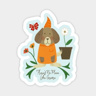 Dog Gnome and Butterfly Magnet