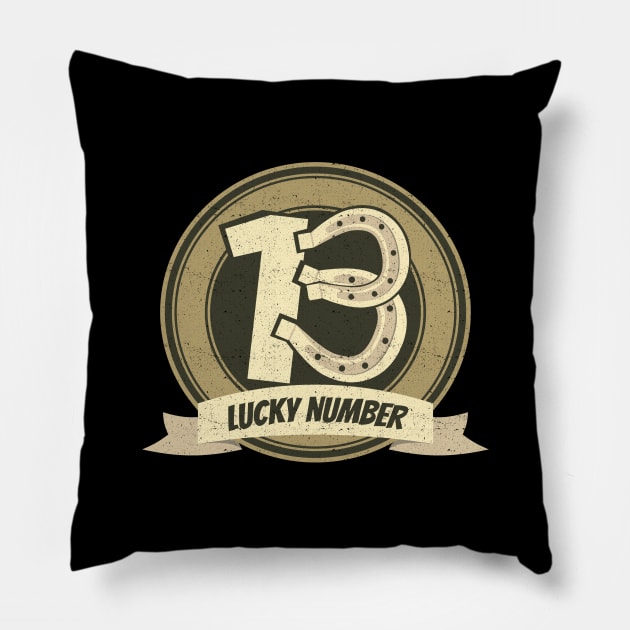 'Horseshoe Lucky Number 13' Awesome Lucky Number Gift Pillow by ourwackyhome