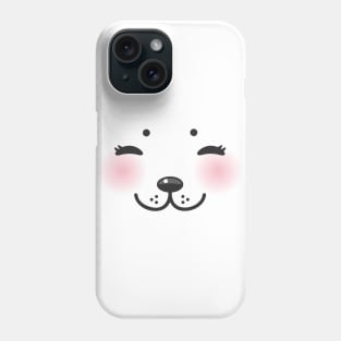 Kawaii funny cat muzzle with pink cheeks and closed eyes (3) Phone Case