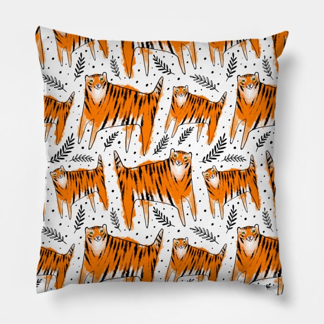 cute tigers Pillow by Julia Gosteva