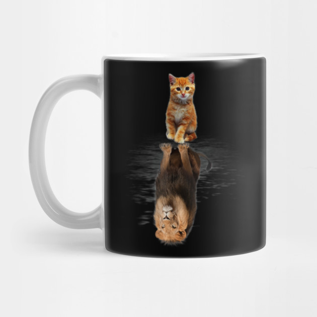 Funny Cat Lover Kitten Cat And Lion Mirror Cats Mug Teepublic