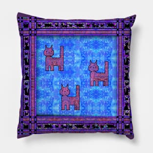 Purple Cat Quilt Pillow