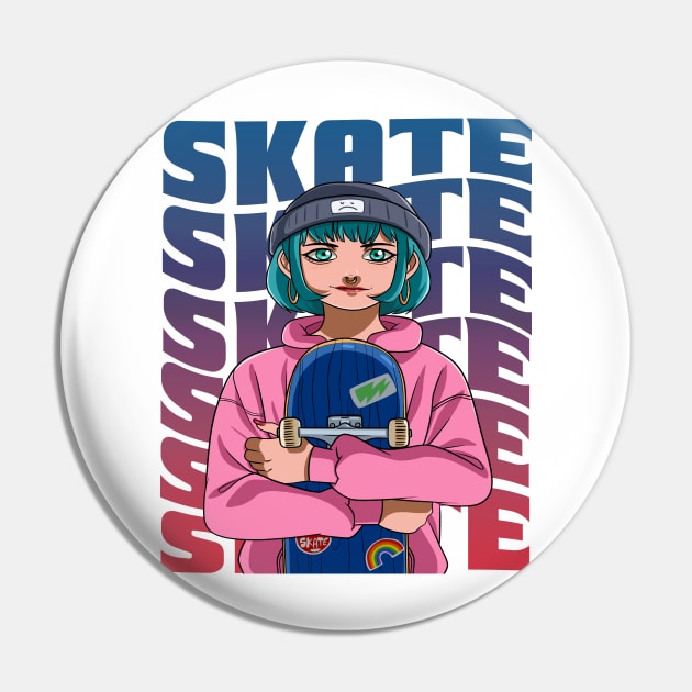 Girl Skater Skateboarder Skateboarding Skate Sk8er Girl Pin by Noseking