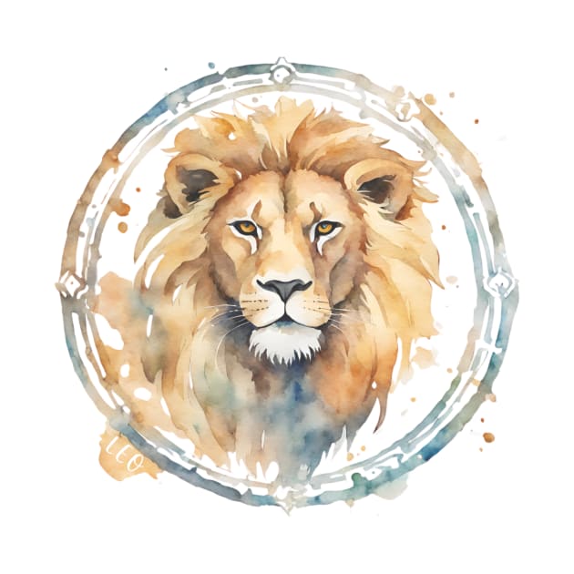 Leo watercolor Lion Zodiac Sign by SpringDesign888