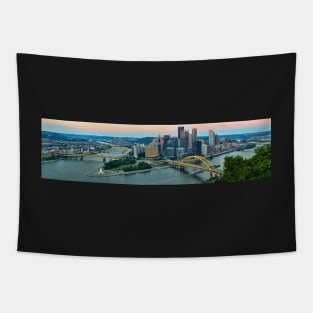 Pittsburgh Slyline Pink Sunrise Tapestry