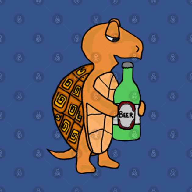 Discover Funny Turtle Drinking Beer Cartoon - Beer - T-Shirt