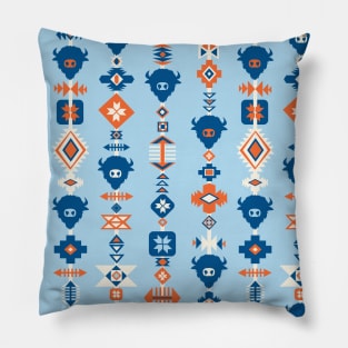 Aztec Tribal Blue Pillow