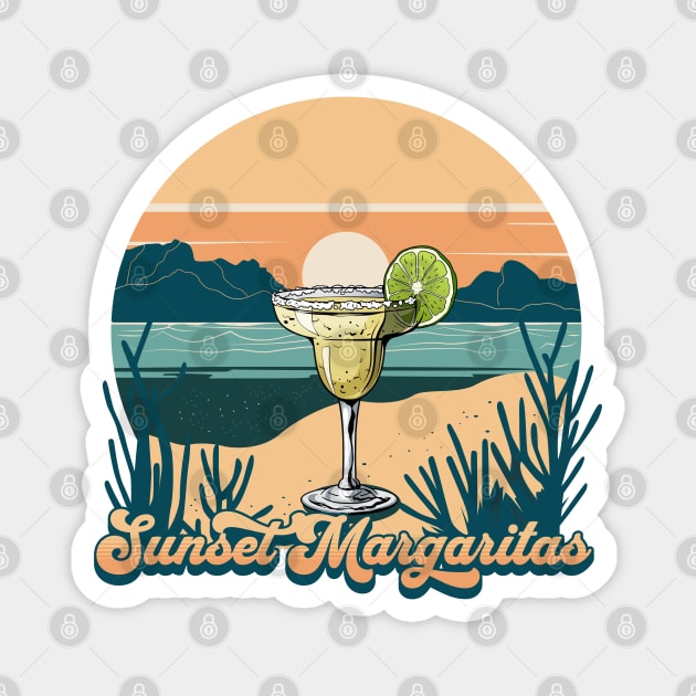 Retro Sunset Margaritas Magnet by HolidayBug