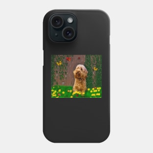 Cavapoo Cavoodle puppy among dandelions - cute cavalier King Charles spaniel Phone Case